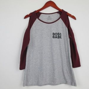 Boss Babe Cold Shoulder Graphic Tee-Shirt Size XL